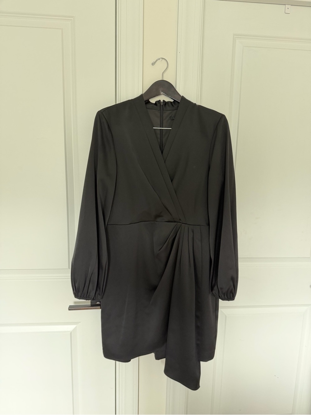 alex marie black dresses Satin Wrap-Style Long Sleeve Dress S… Evening Dress Black Dress JUN2026DROP1 Long Sleeve Rental type:7 days